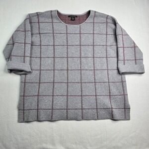 Tahari Sweater Womens 3XL Windowpane Plaid Pullover Long Sleeve Plus Size Top 3X